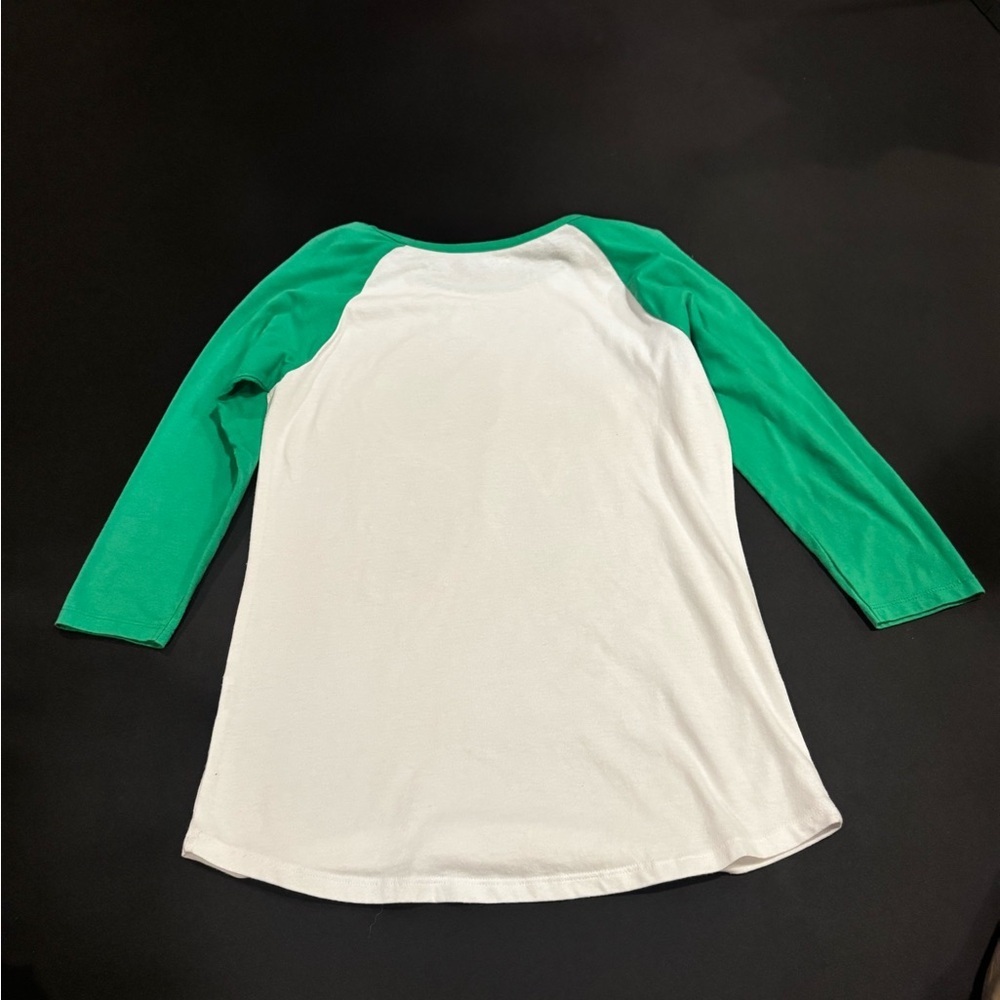 Girls' Green & White LOVE Shamrock Raglan Top - Picture 4 of 4